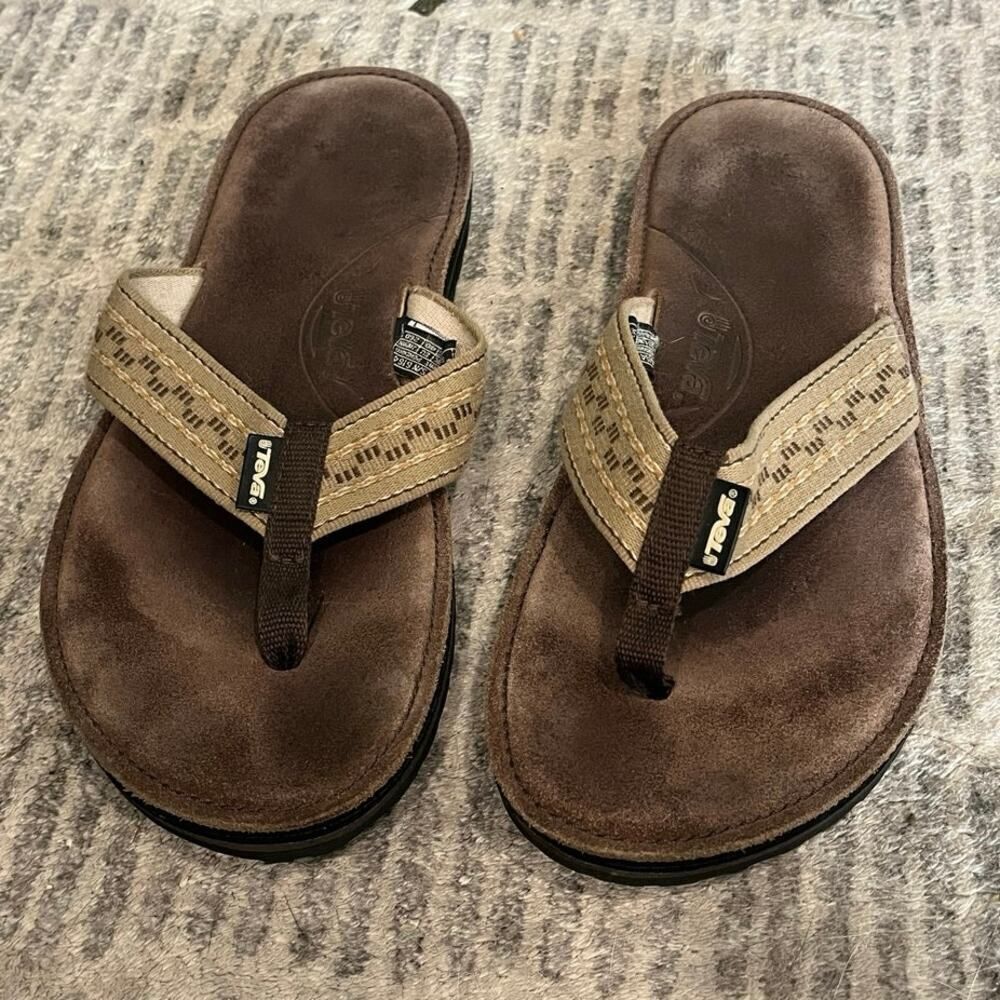 Teva Womens River Rubber Sport Flip Flops Slip-On Sandals Brown 6164 Size 9